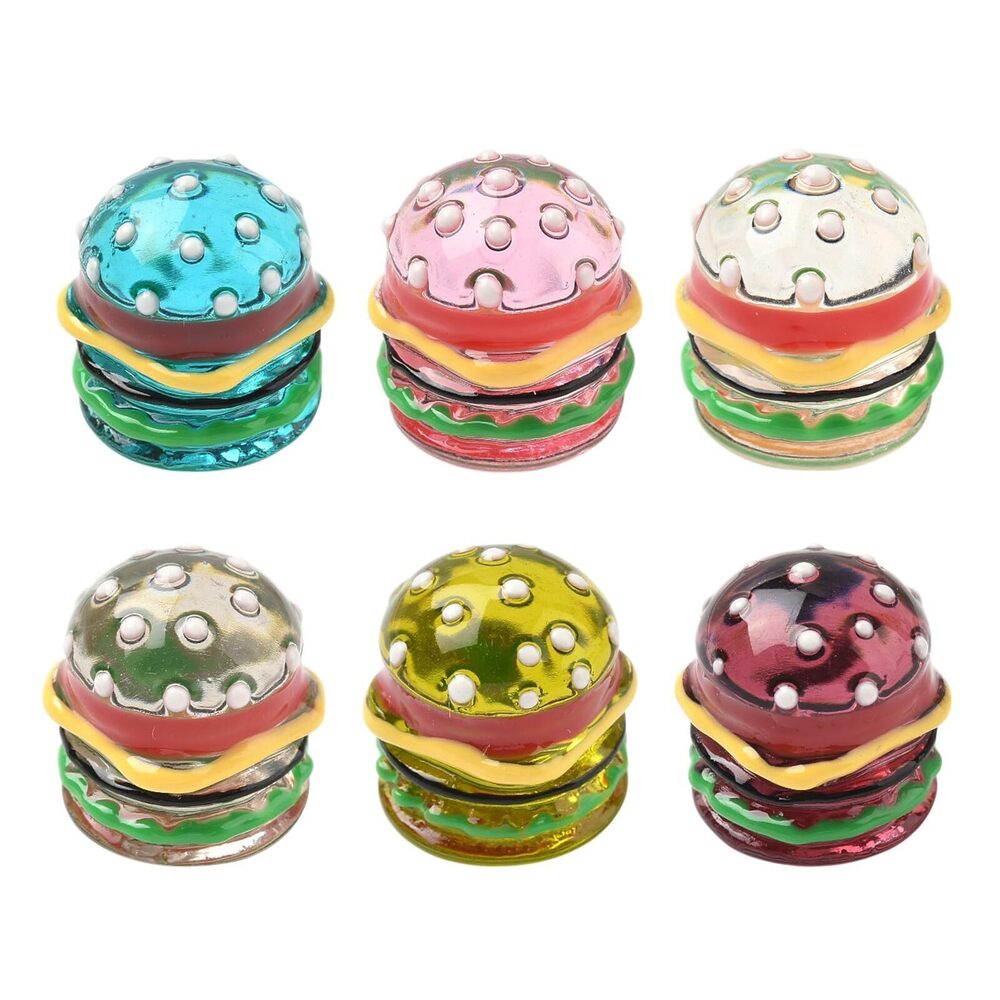 1335 6 pcs 6 Colors Resin Hamburger Enamel Cabochons Bread Fast Food Burger
